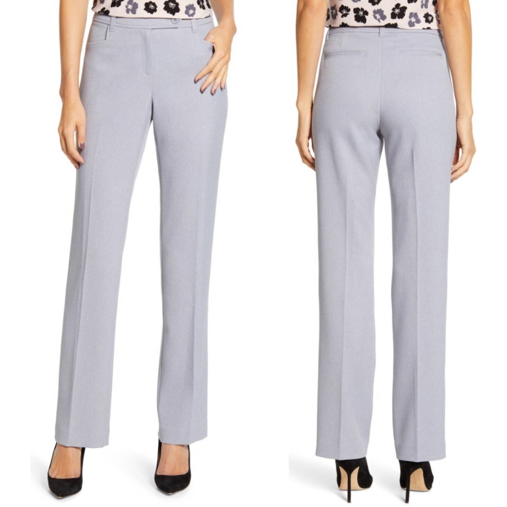 Ann Klein Ridge Crest Straight Leg Twill Trousers